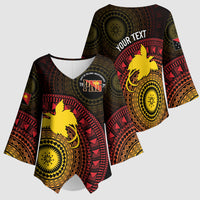 Papua New Guinea Independence Personalized Kimono Sleeve Blouse Tapa Circle
