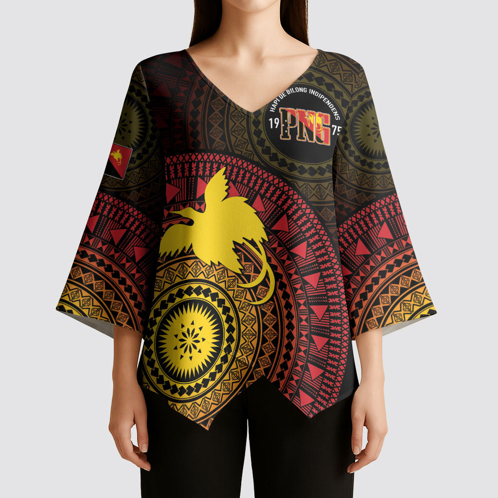 Papua New Guinea Independence Personalized Kimono Sleeve Blouse Tapa Circle