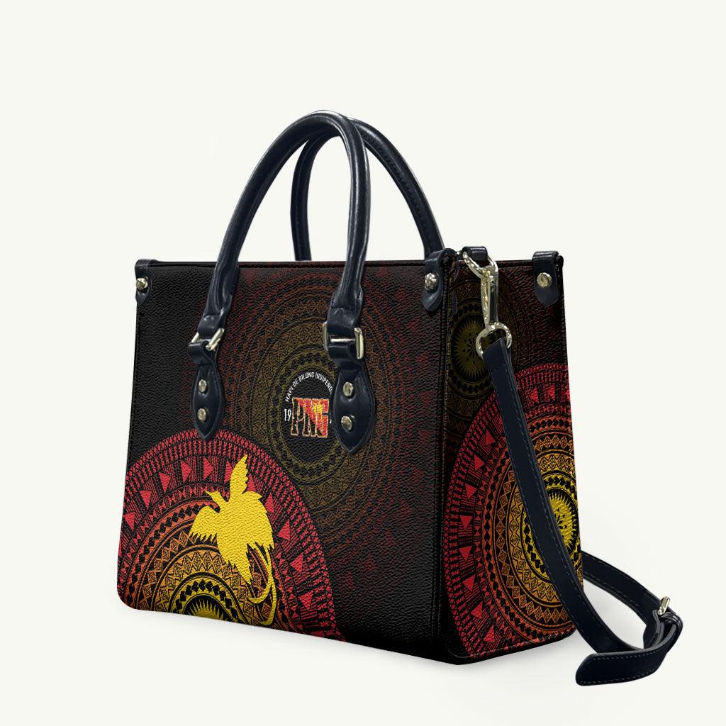Papua New Guinea Independence Leather Bag Tapa Circle