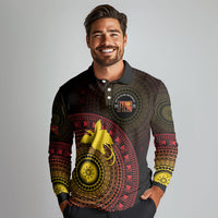 Papua New Guinea Independence Personalized Long Sleeve Polo Shirt Tapa Circle