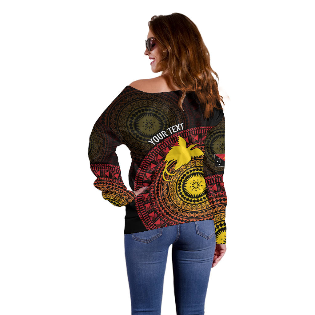 Papua New Guinea Independence Personalized Off Shoulder Sweater Tapa Circle