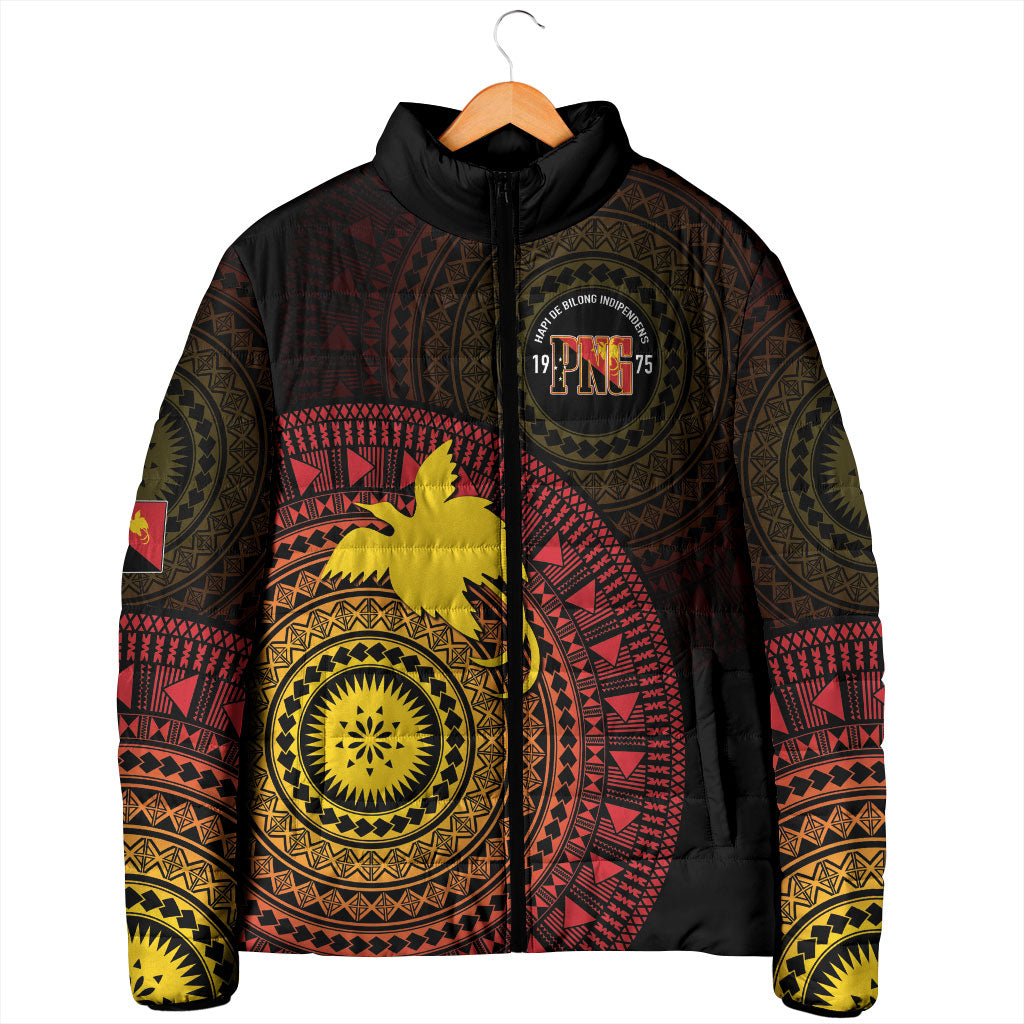 Papua New Guinea Independence Personalized Padded Jacket Tapa Circle