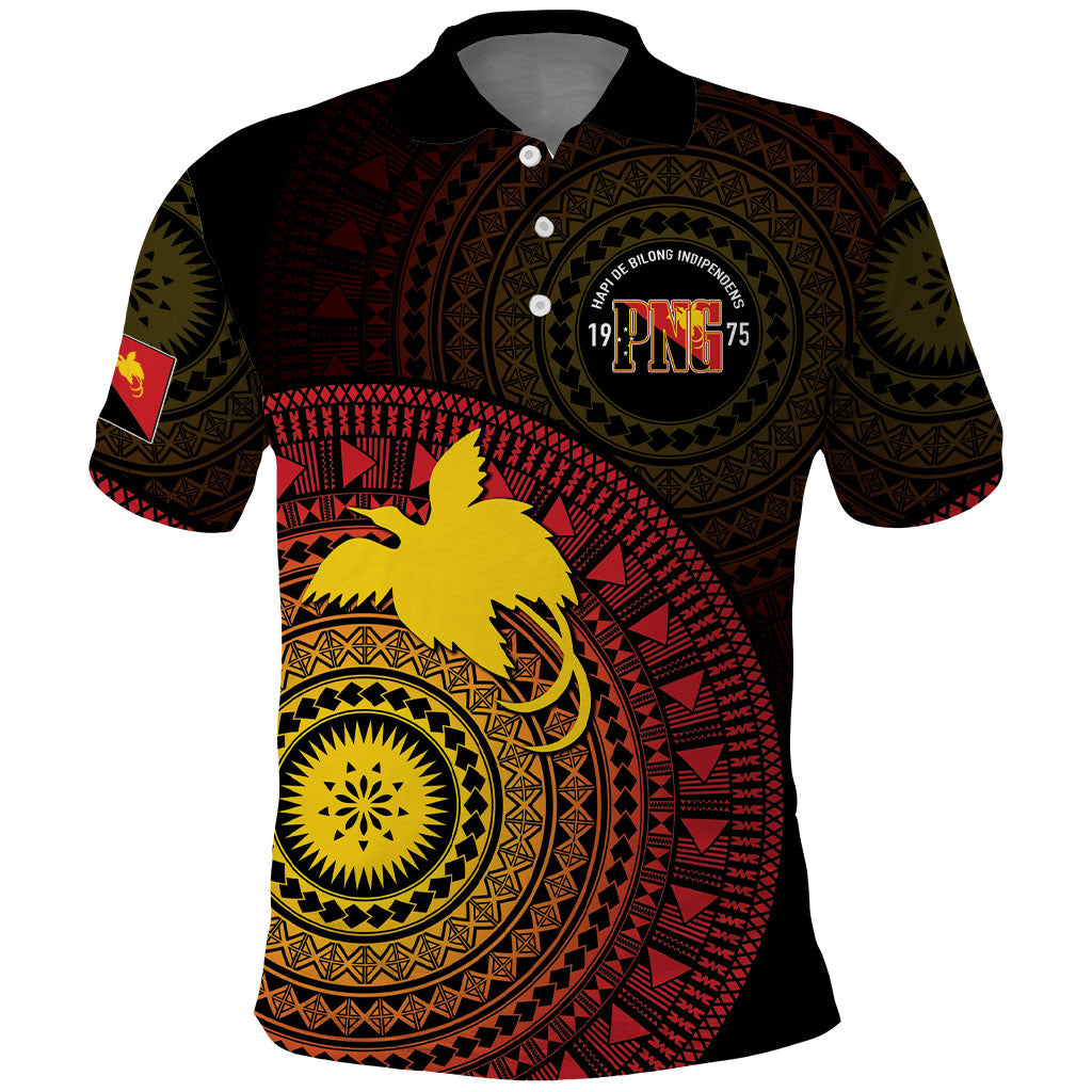 Papua New Guinea Independence Personalized Polo Shirt Tapa Circle LT7 Black - Polynesian Pride