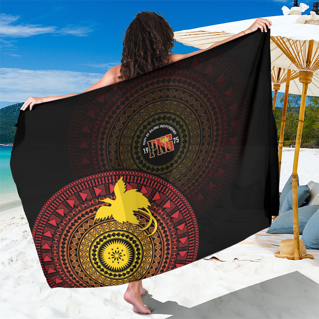 Papua New Guinea Independence Sarong Tapa Circle LT7 One Size 44 x 66 inches Black - Polynesian Pride