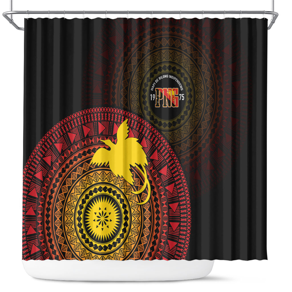 Papua New Guinea Independence Shower Curtain Tapa Circle