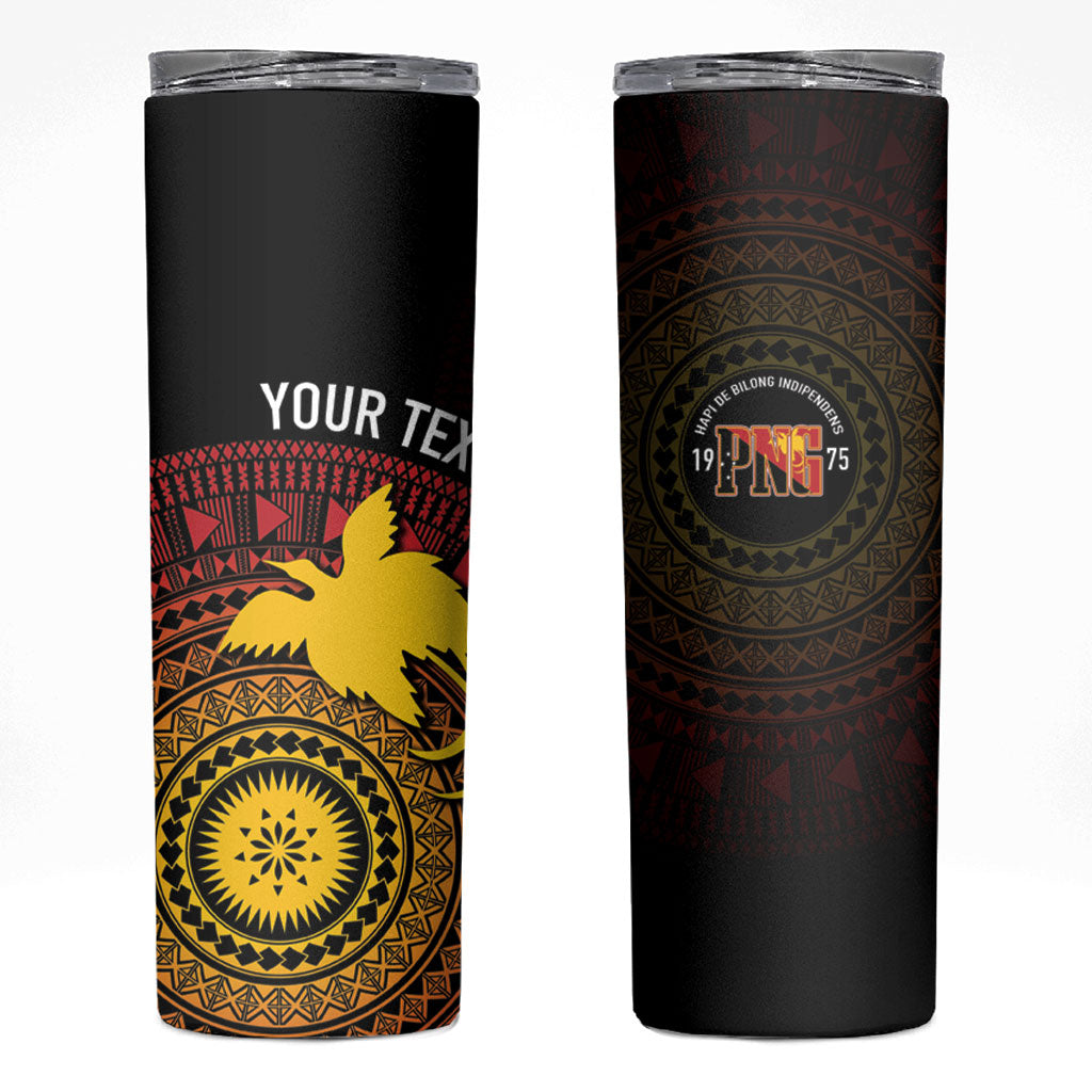 Papua New Guinea Independence Personalized Skinny Tumbler Tapa Circle