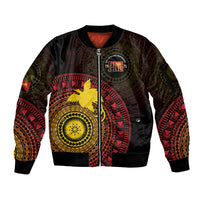 Papua New Guinea Independence Personalized Sleeve Zip Bomber Jacket Tapa Circle