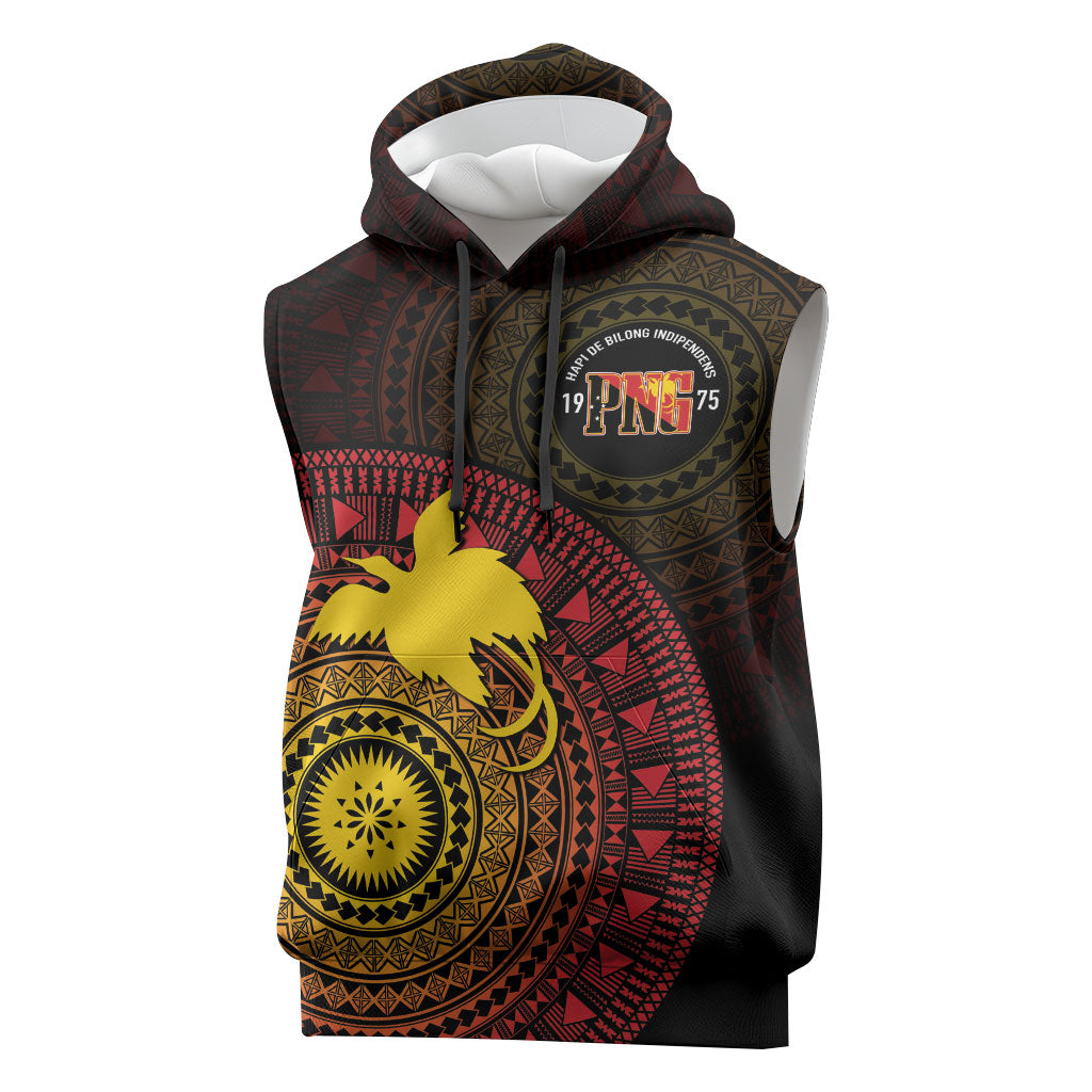 Papua New Guinea Independence Personalized Sleeveless Hoodie Tapa Circle