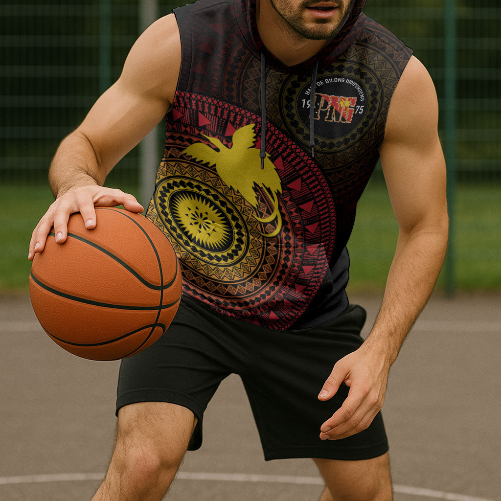 Papua New Guinea Independence Personalized Sleeveless Hoodie Tapa Circle