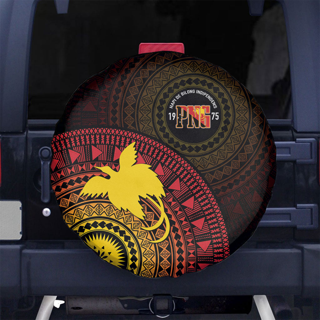 Papua New Guinea Independence Spare Tire Cover Tapa Circle LT7 No hole Black - Polynesian Pride