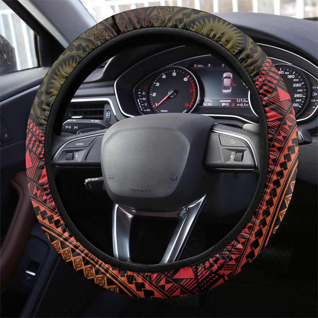Papua New Guinea Independence Steering Wheel Cover Tapa Circle