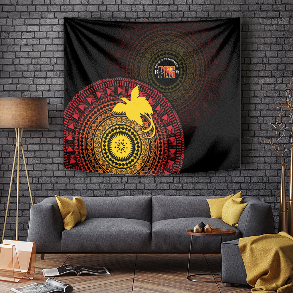 Papua New Guinea Independence Tapestry Tapa Circle LT7 Black - Polynesian Pride