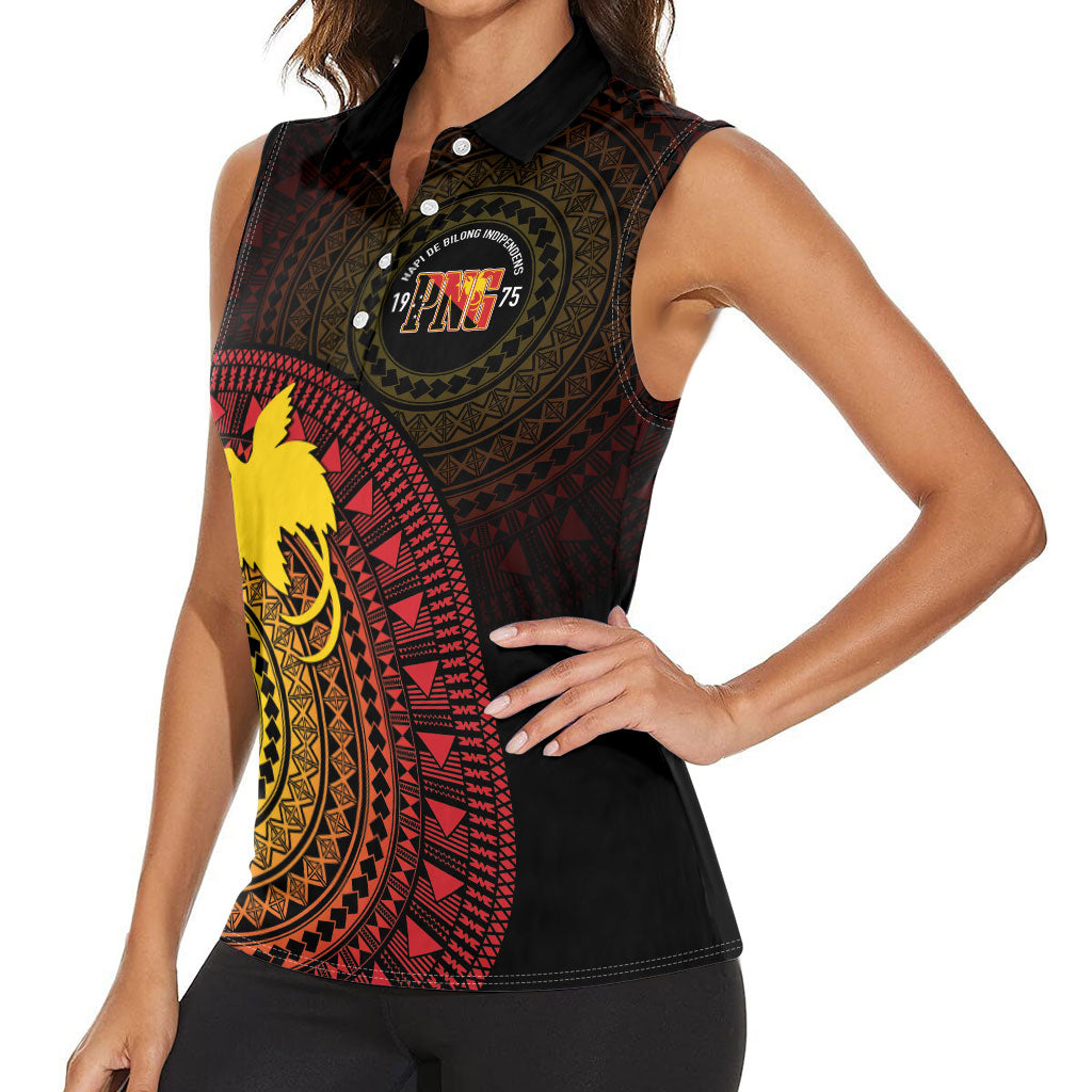 Papua New Guinea Independence Personalized Women Sleeveless Polo Shirt Tapa Circle