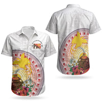 Hapi De Bilong Indipendens Papua New Guinea Couples Matching Off Shoulder Short Dress and Hawaiian Shirt PNG Lime Pot LT7 - Polynesian Pride