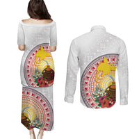 Hapi De Bilong Indipendens Papua New Guinea Couples Matching Puletasi and Long Sleeve Button Shirt PNG Lime Pot