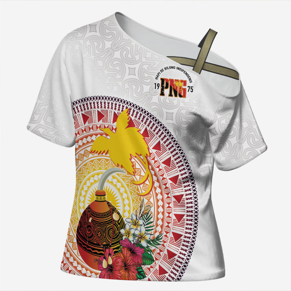 Hapi De Bilong Indipendens Papua New Guinea Cross Shoulder Shirt PNG Lime Pot