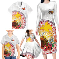 Hapi De Bilong Indipendens Papua New Guinea Family Matching Long Sleeve Bodycon Dress and Hawaiian Shirt PNG Lime Pot LT7 - Polynesian Pride