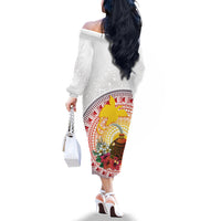Hapi De Bilong Indipendens Papua New Guinea Family Matching Off The Shoulder Long Sleeve Dress and Hawaiian Shirt PNG Lime Pot LT7 - Polynesian Pride