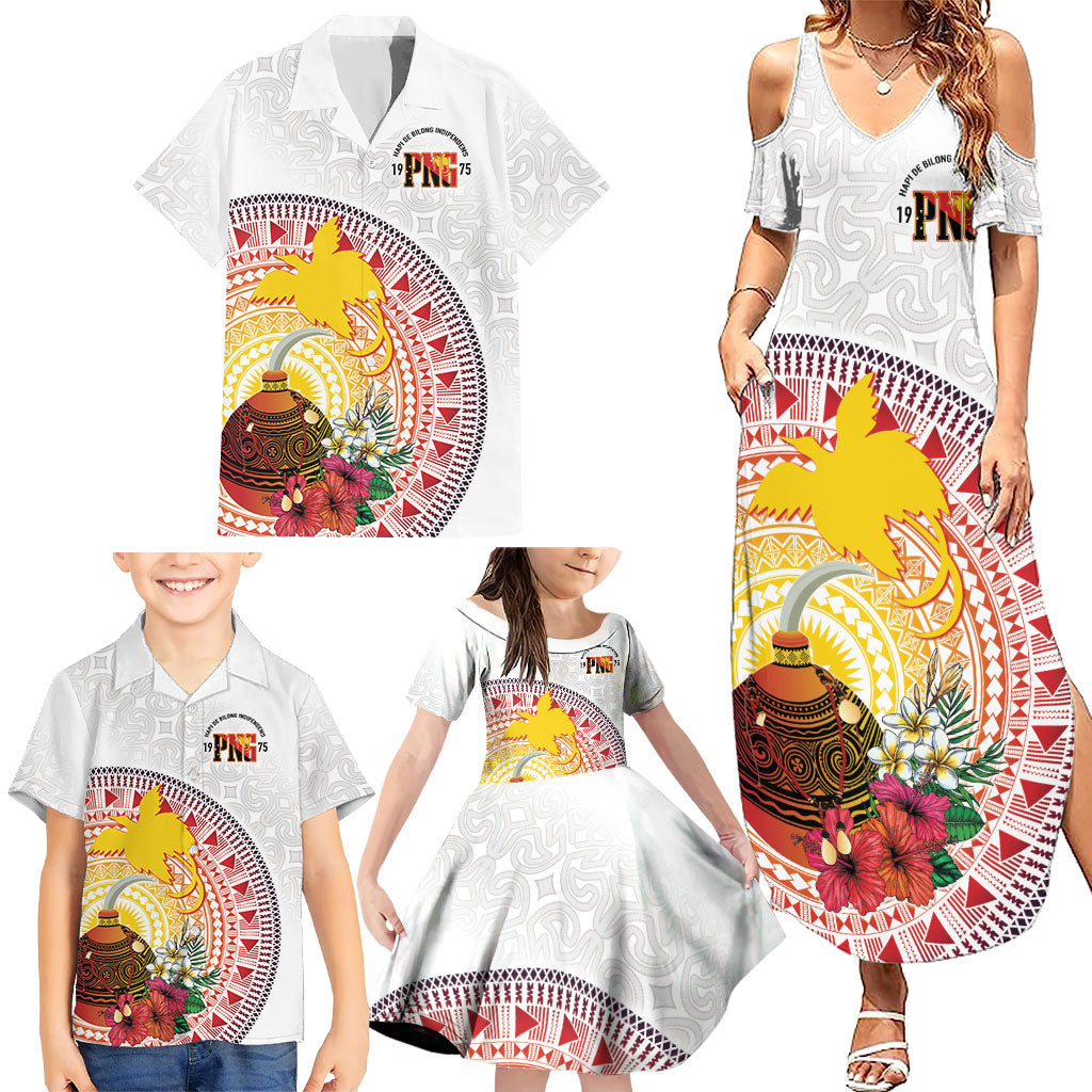 Hapi De Bilong Indipendens Papua New Guinea Family Matching Summer Maxi Dress and Hawaiian Shirt PNG Lime Pot LT7 - Polynesian Pride