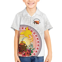 Hapi De Bilong Indipendens Papua New Guinea Family Matching Summer Maxi Dress and Hawaiian Shirt PNG Lime Pot LT7 Son's Shirt White - Polynesian Pride