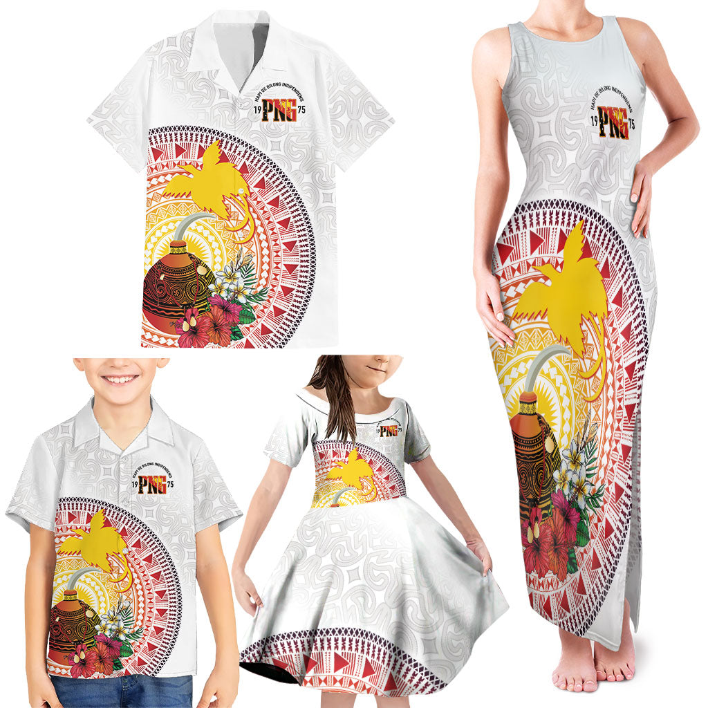 Hapi De Bilong Indipendens Papua New Guinea Family Matching Tank Maxi Dress and Hawaiian Shirt PNG Lime Pot LT7 - Polynesian Pride