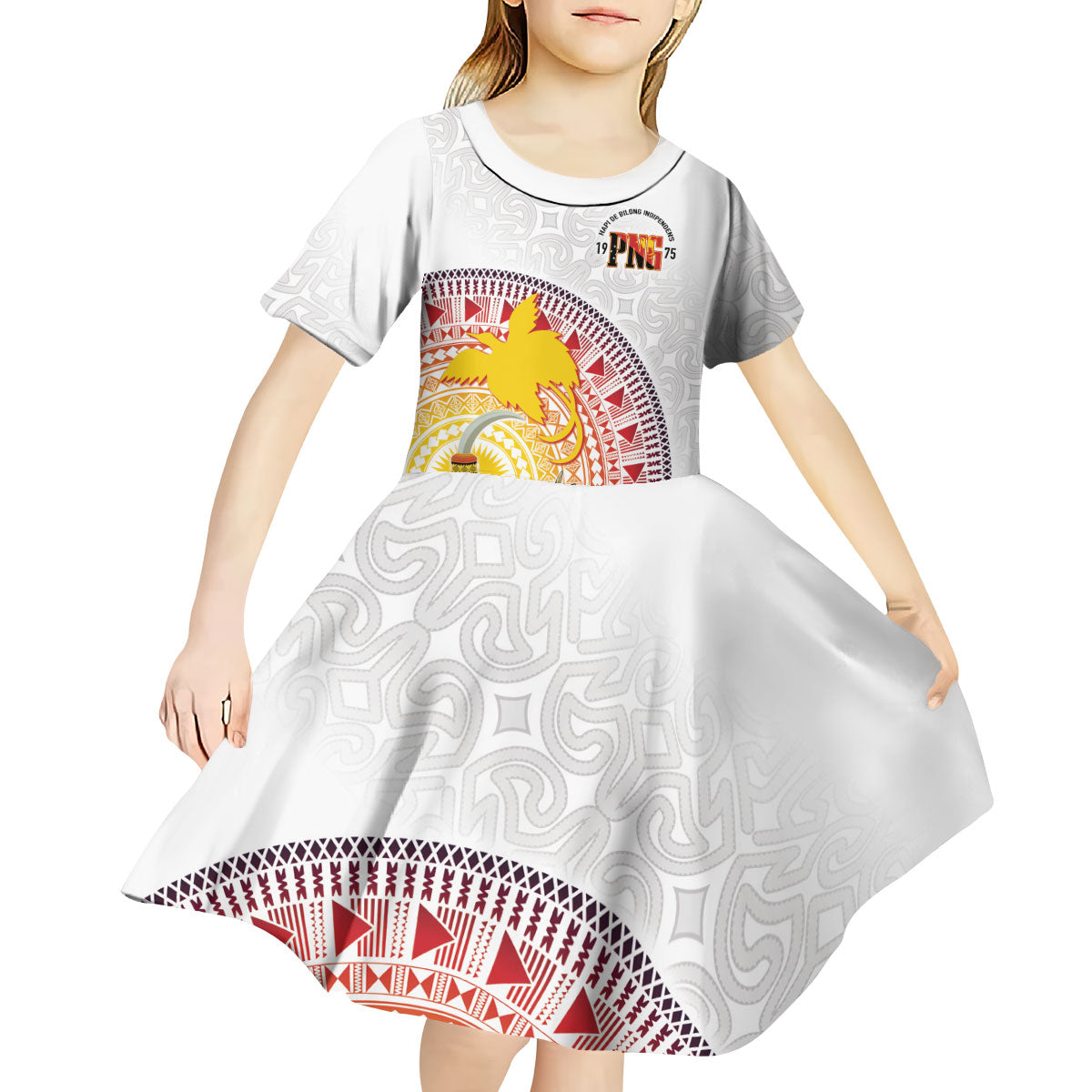 Hapi De Bilong Indipendens Papua New Guinea Kid Short Sleeve Dress PNG Lime Pot