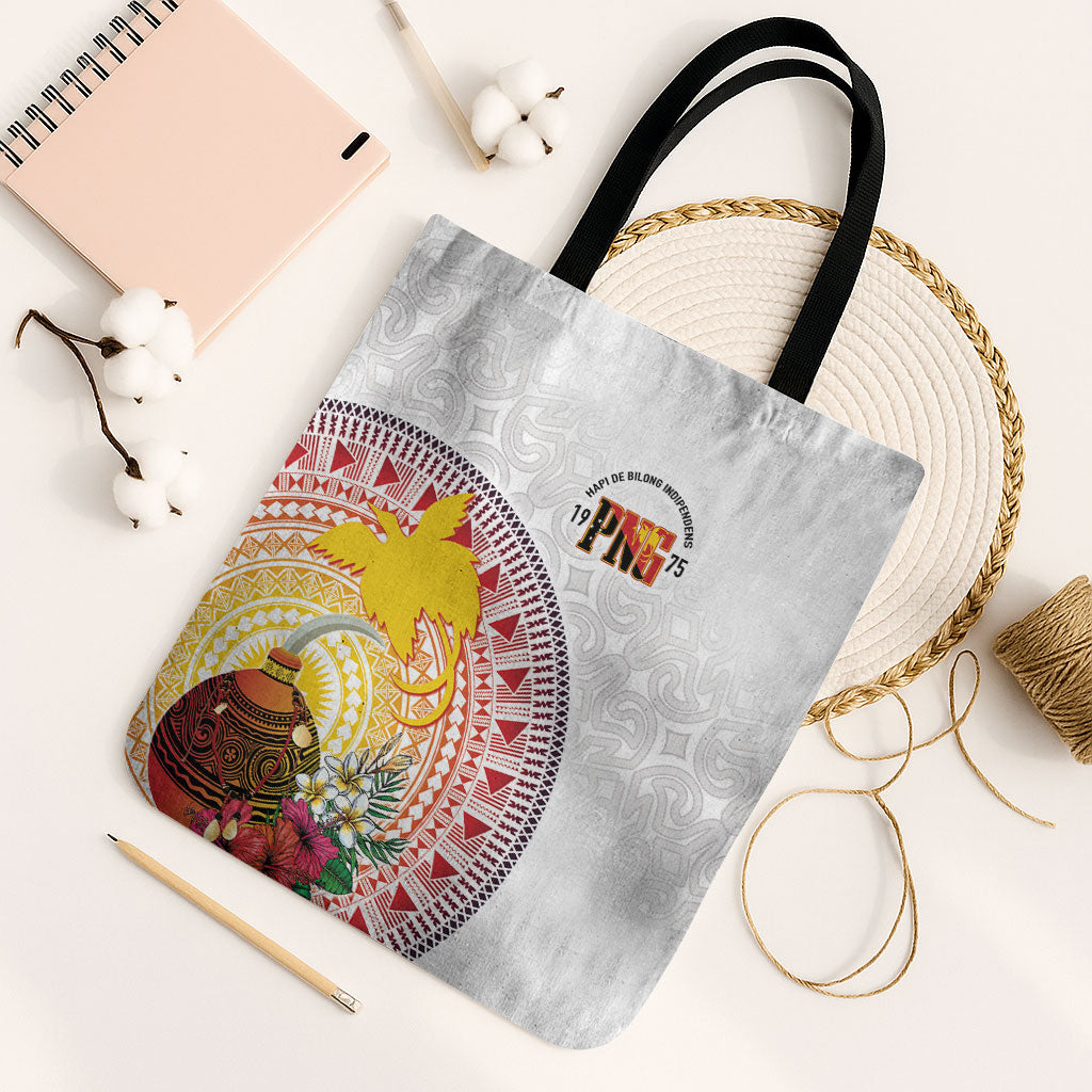 Hapi De Bilong Indipendens Papua New Guinea Tote Bag PNG Lime Pot LT7 Black Strap One Size White - Polynesian Pride