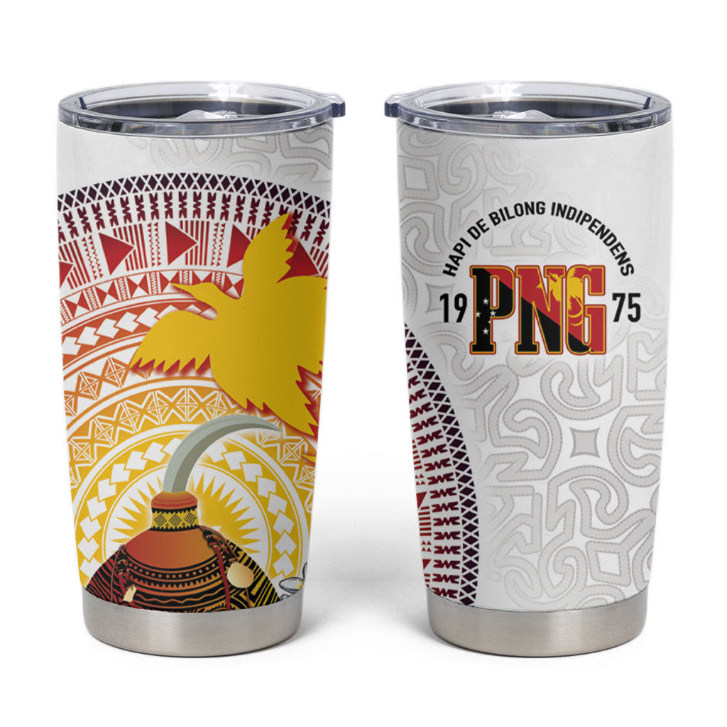 Hapi De Bilong Indipendens Papua New Guinea Tumbler Cup PNG Lime Pot LT7 White - Polynesian Pride