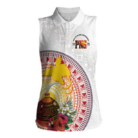 Hapi De Bilong Indipendens Papua New Guinea Women Sleeveless Polo Shirt PNG Lime Pot LT7 Female White - Polynesian Pride
