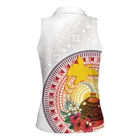 Hapi De Bilong Indipendens Papua New Guinea Women Sleeveless Polo Shirt PNG Lime Pot LT7 - Polynesian Pride