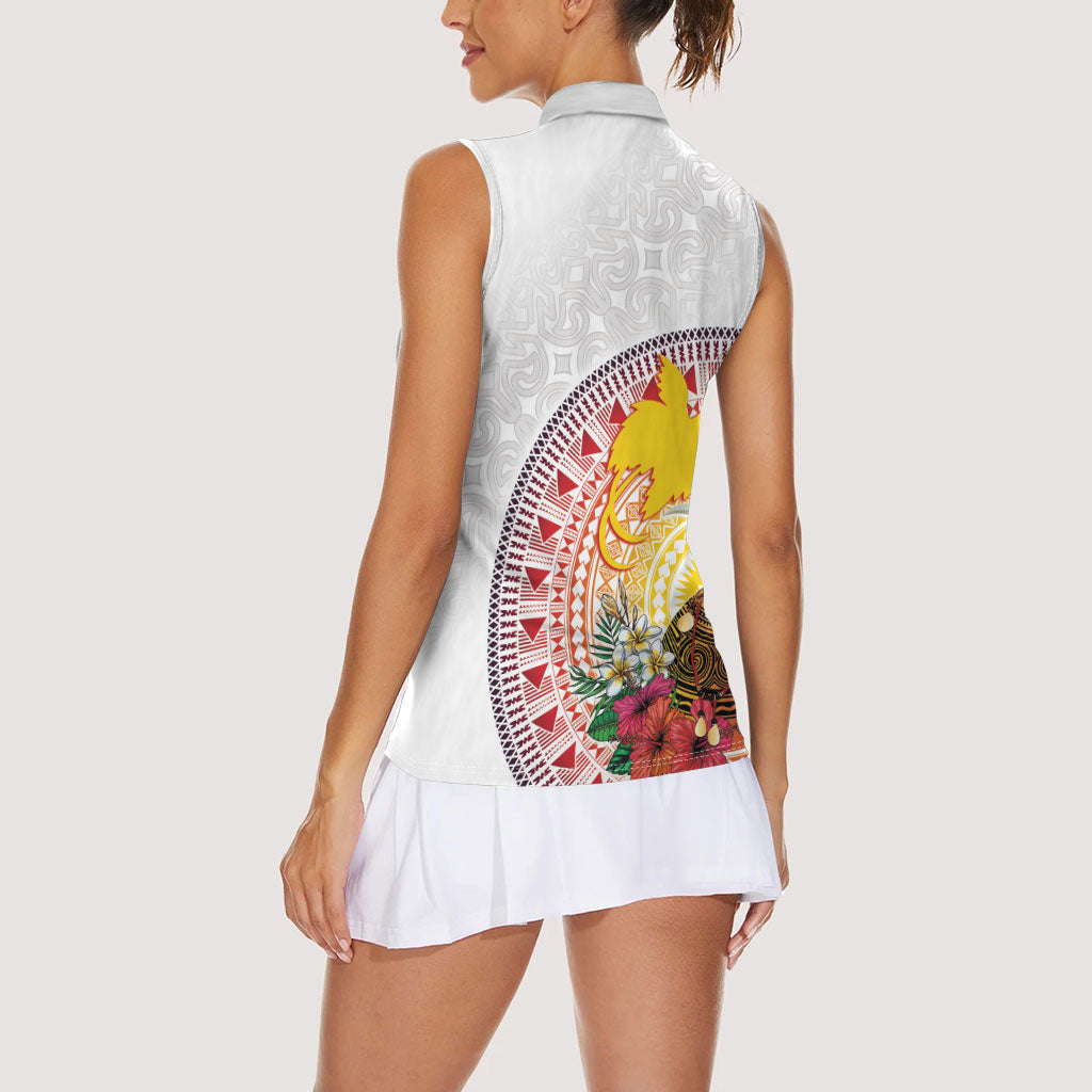 Hapi De Bilong Indipendens Papua New Guinea Women Sleeveless Polo Shirt PNG Lime Pot LT7 - Polynesian Pride