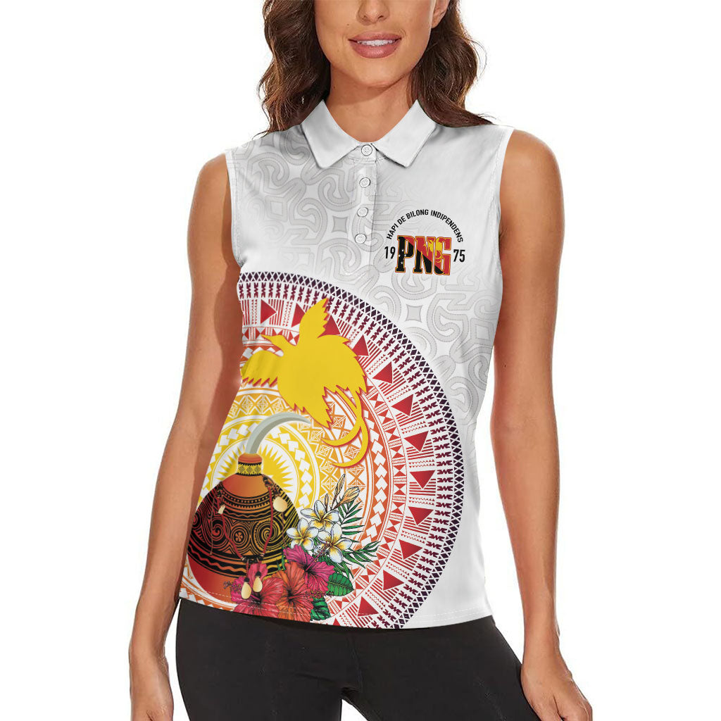 Hapi De Bilong Indipendens Papua New Guinea Women Sleeveless Polo Shirt PNG Lime Pot LT7 - Polynesian Pride