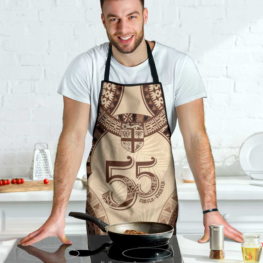 Bula Fiji Day 55th Anniversary Masi Tapa Apron Emerald Jubilee - Beige - Polynesian Pride