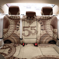 Bula Fiji Day 55th Anniversary Masi Tapa Back Car Seat Cover Emerald Jubilee - Beige - Polynesian Pride