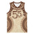 Bula Fiji Day 55th Anniversary Masi Tapa Basketball Jersey Emerald Jubilee - Beige - Polynesian Pride