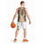 Bula Fiji Day 55th Anniversary Masi Tapa Basketball Jersey Emerald Jubilee - Beige - Polynesian Pride