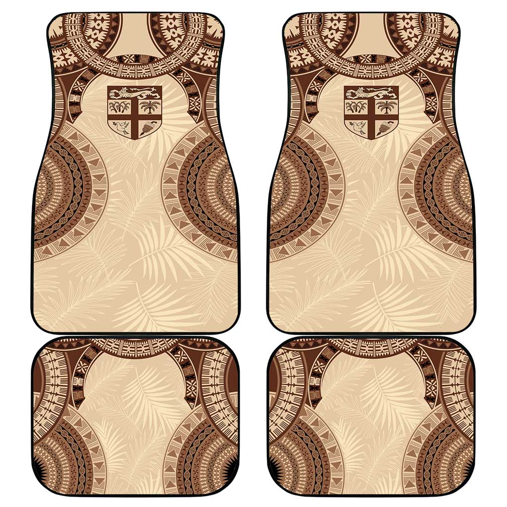 Bula Fiji Day 55th Anniversary Masi Tapa Car Mats Emerald Jubilee - Beige - Polynesian Pride