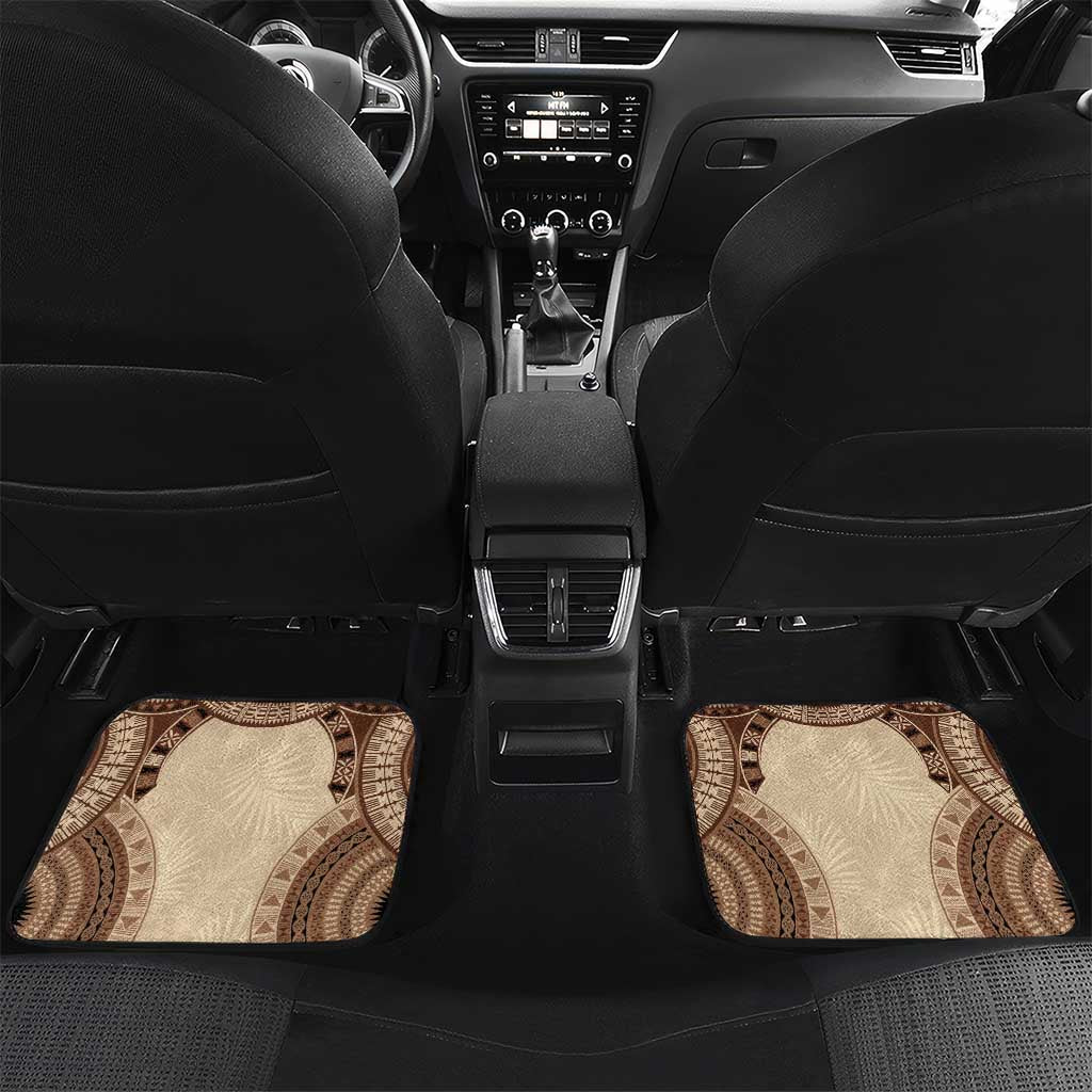 Bula Fiji Day 55th Anniversary Masi Tapa Car Mats Emerald Jubilee - Beige - Polynesian Pride
