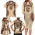 Bula Fiji Day 55th Anniversary Masi Tapa Family Matching Long Sleeve Bodycon Dress and Hawaiian Shirt Emerald Jubilee - Beige - Polynesian Pride