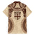 Bula Fiji Day 55th Anniversary Masi Tapa Family Matching Long Sleeve Bodycon Dress and Hawaiian Shirt Emerald Jubilee - Beige - Polynesian Pride