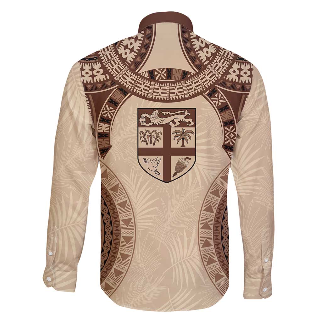 Bula Fiji Day 55th Anniversary Masi Tapa Family Matching Long Sleeve Bodycon Dress and Hawaiian Shirt Emerald Jubilee - Beige - Polynesian Pride