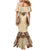 Bula Fiji Day 55th Anniversary Masi Tapa Family Matching Mermaid Dress and Hawaiian Shirt Emerald Jubilee - Beige - Polynesian Pride