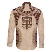 Bula Fiji Day 55th Anniversary Masi Tapa Family Matching Off The Shoulder Long Sleeve Dress and Hawaiian Shirt Emerald Jubilee - Beige - Polynesian Pride