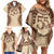 Bula Fiji Day 55th Anniversary Masi Tapa Family Matching Off Shoulder Short Dress and Hawaiian Shirt Emerald Jubilee - Beige - Polynesian Pride