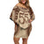 Bula Fiji Day 55th Anniversary Masi Tapa Family Matching Off Shoulder Short Dress and Hawaiian Shirt Emerald Jubilee - Beige - Polynesian Pride