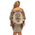 Bula Fiji Day 55th Anniversary Masi Tapa Family Matching Off Shoulder Short Dress and Hawaiian Shirt Emerald Jubilee - Beige - Polynesian Pride