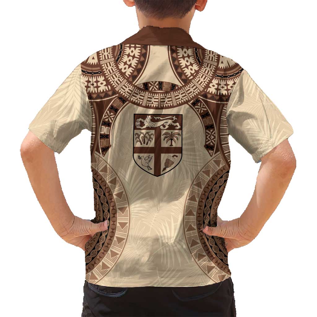 Bula Fiji Day 55th Anniversary Masi Tapa Family Matching Puletasi and Hawaiian Shirt Emerald Jubilee - Beige LT7 - Polynesian Pride