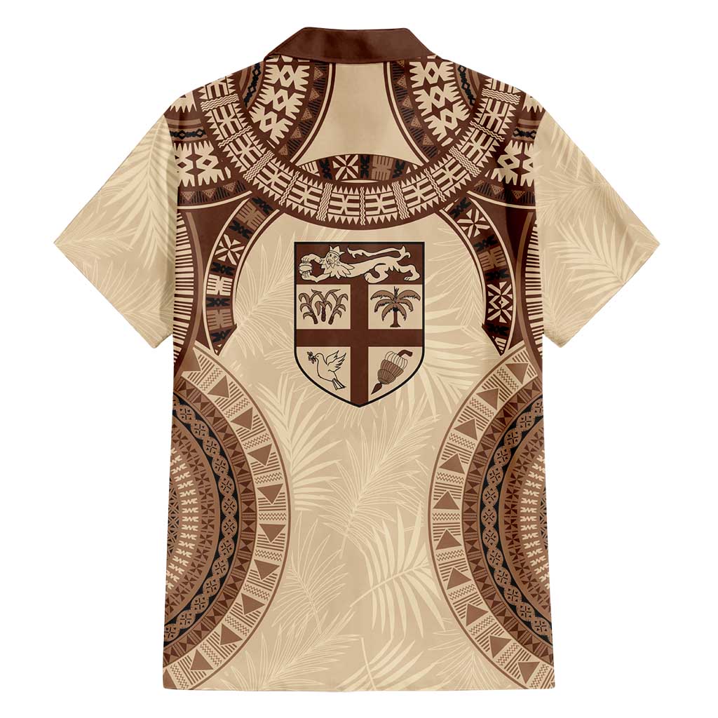 Bula Fiji Day 55th Anniversary Masi Tapa Family Matching Puletasi and Hawaiian Shirt Emerald Jubilee - Beige LT7 - Polynesian Pride