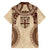 Bula Fiji Day 55th Anniversary Masi Tapa Family Matching Short Sleeve Bodycon Dress and Hawaiian Shirt Emerald Jubilee - Beige - Polynesian Pride