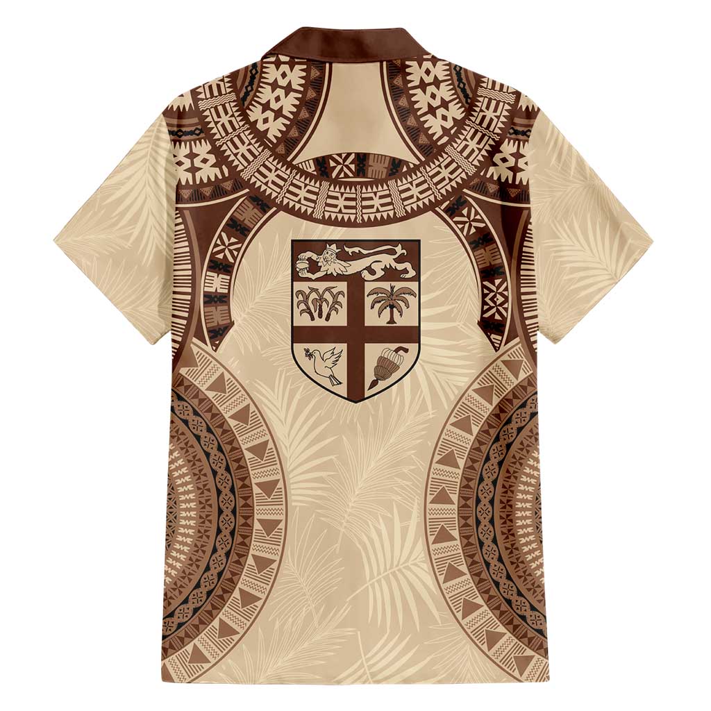 Bula Fiji Day 55th Anniversary Masi Tapa Hawaiian Shirt Emerald Jubilee - Beige - Polynesian Pride